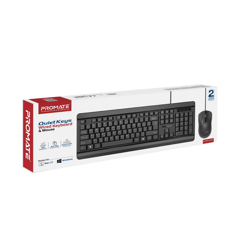 Promate Combo CM6 (Quiet Keys Wired Keyboard and 1200 DPI Mouse)