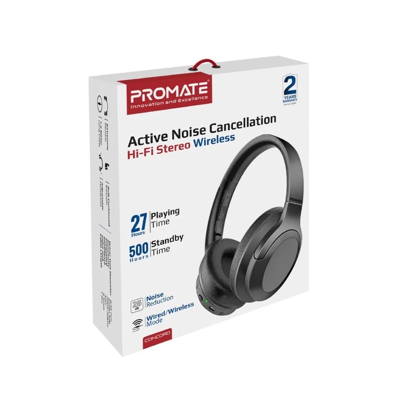 Promate ANC High-Fidelity Stereo Wireless Headphones Concord