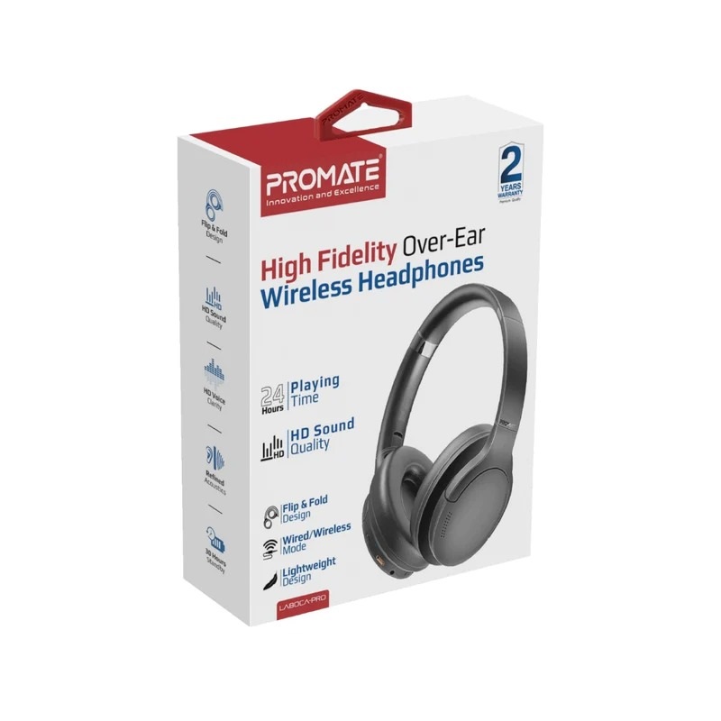 Promate High Fidelity Over-Ear Wireless Headphones-LaBoca-Pro 