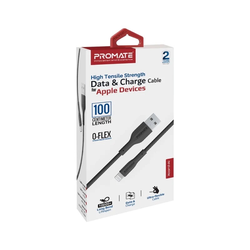 Promate XCord-Ai High Tensile Strength Data & Charge Cable for Apple Devices