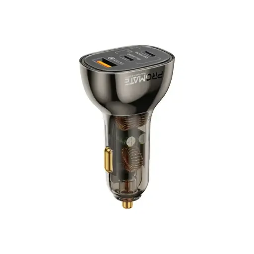 Promate TransDrive-80W Multi-Port Transparent Car Charger with QC 3.0 & Power Delivery